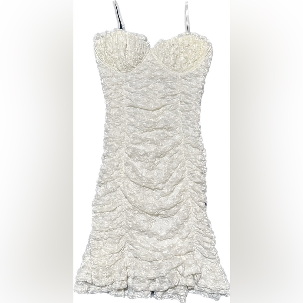 PRIVY Privately Privileged White Scrunch Mini Dress